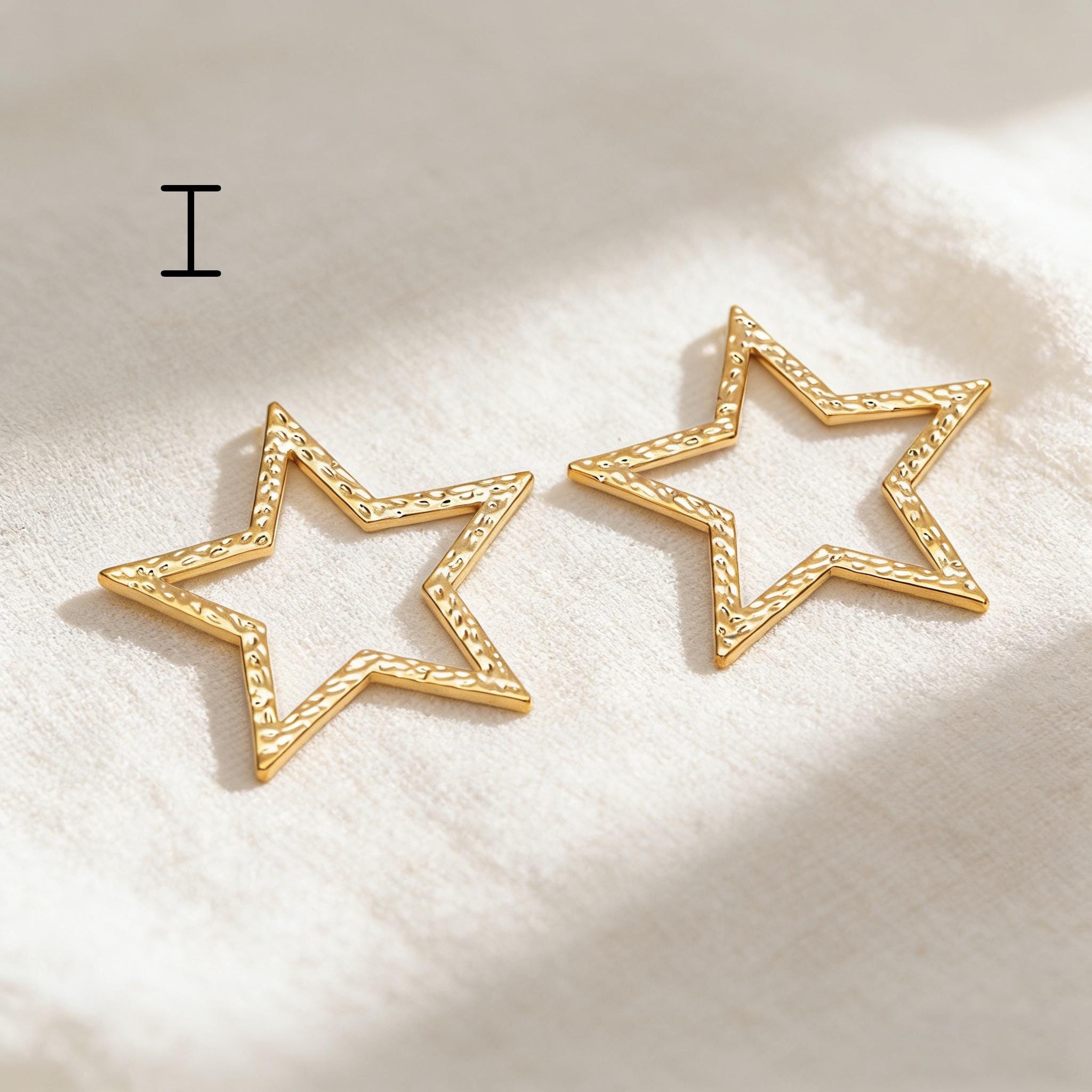 4pcs Gold Star Charm, Earring Findings, Jewelry Making, Diy Material, Jewelry Supplies (GB-2900)